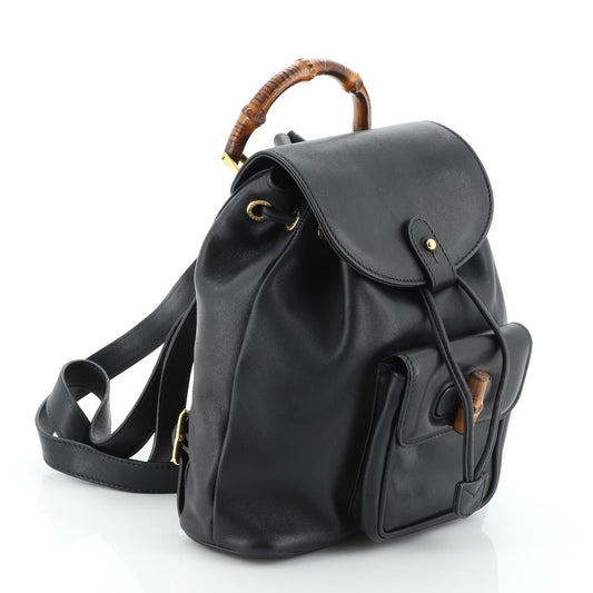 Vintage Bamboo Backpack Leather Mini