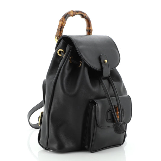 Vintage Bamboo Backpack Leather Mini
