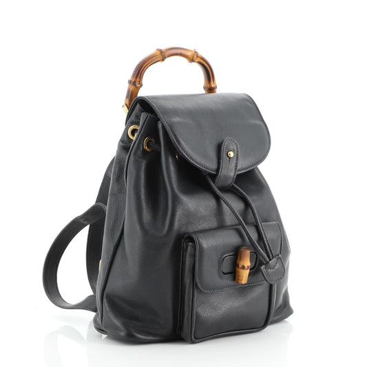 Vintage Bamboo Backpack Leather Mini