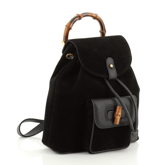 Vintage Bamboo Backpack Suede Mini