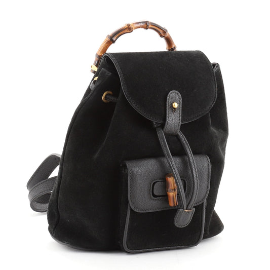 Vintage Bamboo Backpack Suede Mini