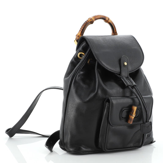 Vintage Bamboo Backpack Leather Mini