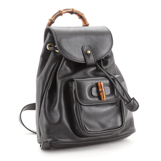 Vintage Bamboo Backpack Leather Mini