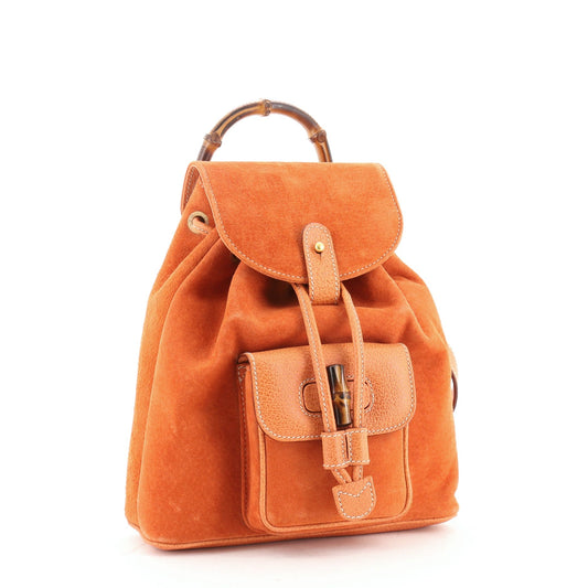 Vintage Bamboo Backpack Suede Mini