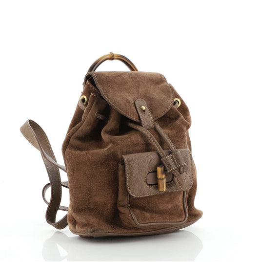 Vintage Bamboo Backpack Suede Mini