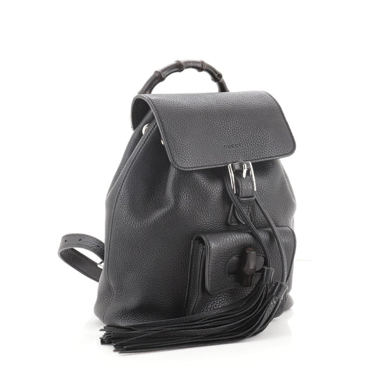 Bamboo Tassel Backpack Leather Mini