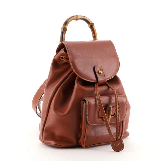 Vintage Bamboo Backpack Leather Mini