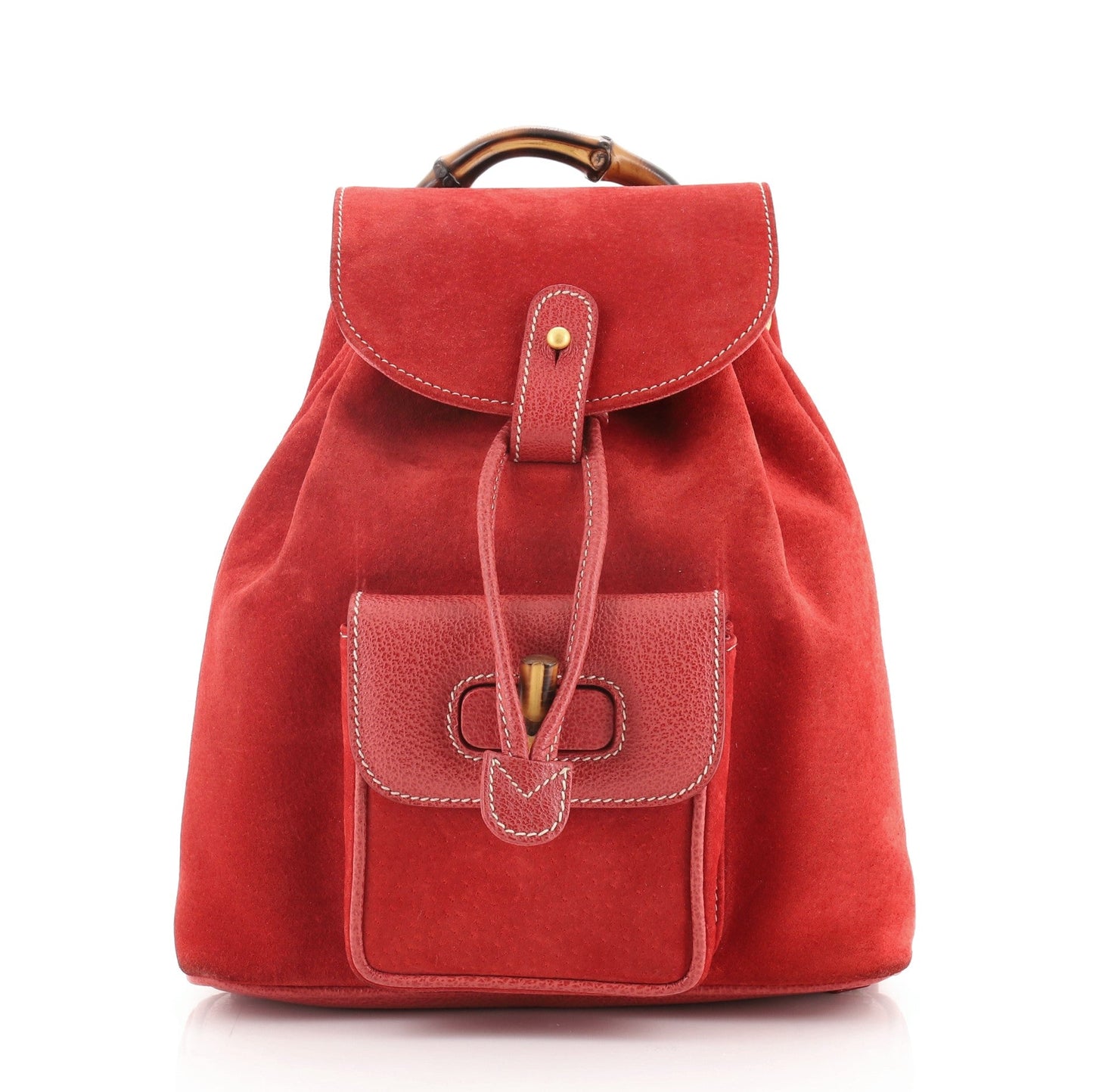 Vintage Bamboo Backpack Suede Mini