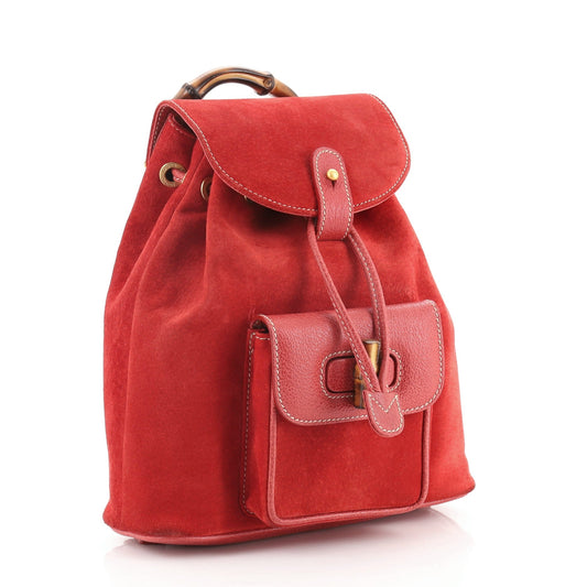 Vintage Bamboo Backpack Suede Mini