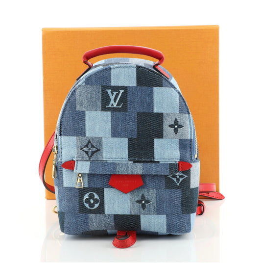 Palm Springs Backpack Damier and Monogram Patchwork Denim Mini
