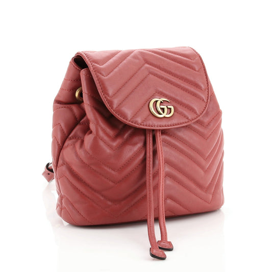 GG Marmont Drawstring Backpack Matelasse Leather Mini