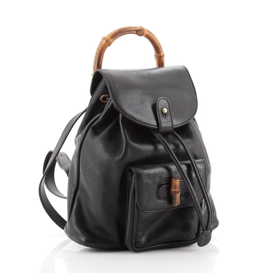 Vintage Bamboo Backpack Leather Mini