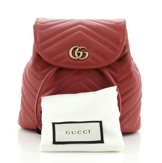 GG Marmont Drawstring Backpack Matelasse Leather Mini