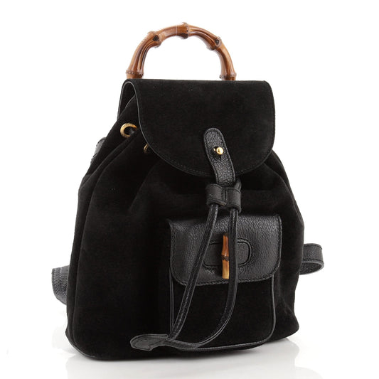 Vintage Bamboo Backpack Suede Mini