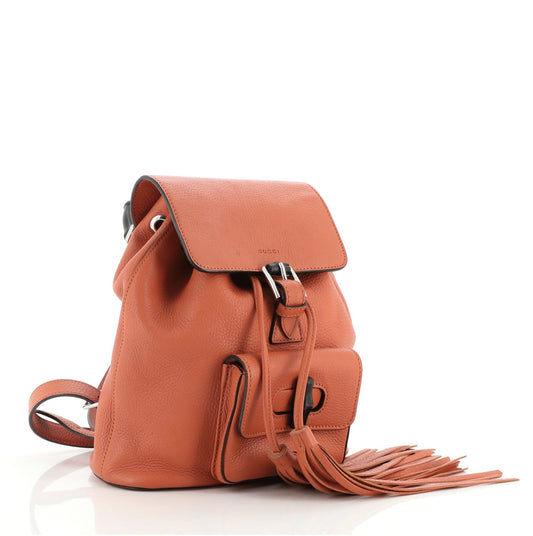 Bamboo Tassel Backpack Leather Mini