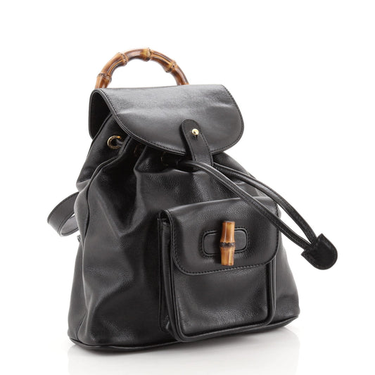 Vintage Bamboo Backpack Leather Mini