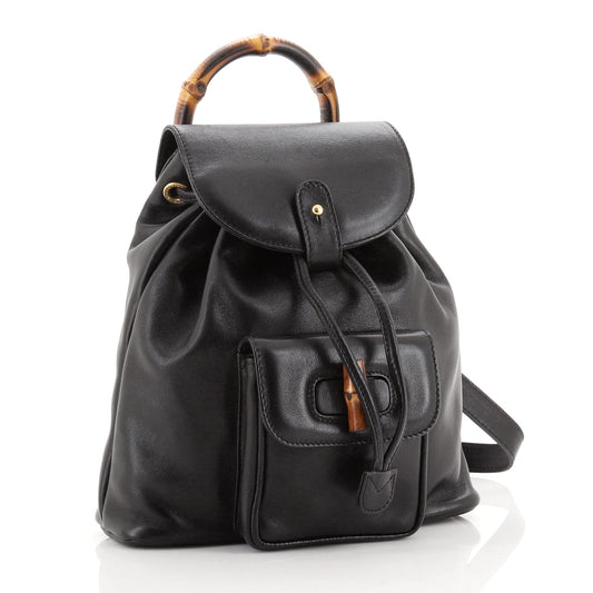 Vintage Bamboo Backpack Leather Mini