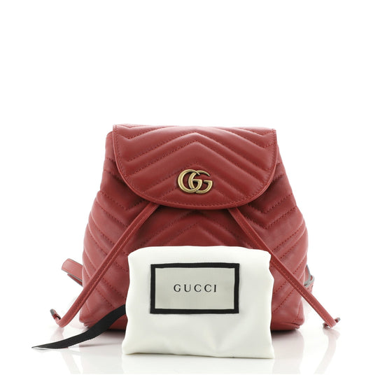 GG Marmont Drawstring Backpack Matelasse Leather Mini