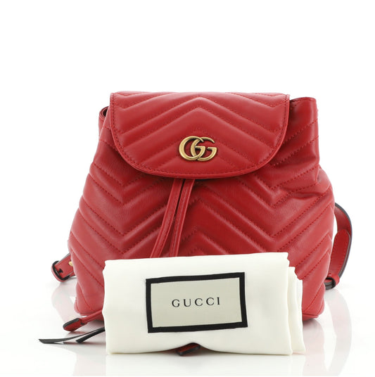 GG Marmont Drawstring Backpack Matelasse Leather Mini