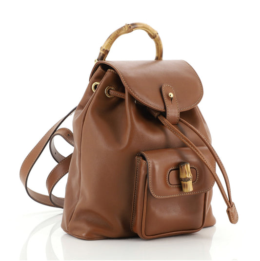 Vintage Bamboo Backpack Leather Mini