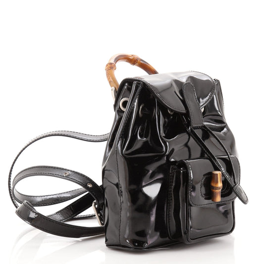 Vintage Bamboo Backpack Patent Super Mini