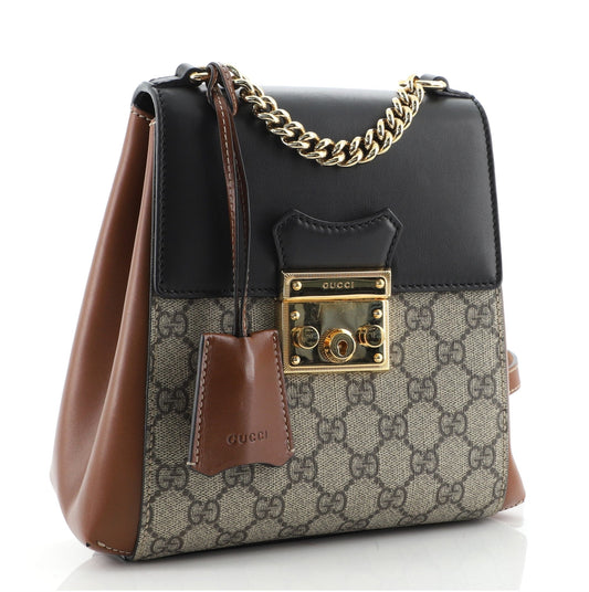 Padlock Backpack GG Coated Canvas and Leather Mini
