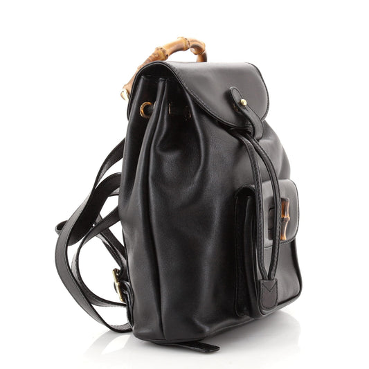 Vintage Bamboo Backpack Leather Mini
