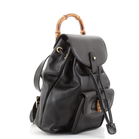 Vintage Bamboo Backpack Leather Mini