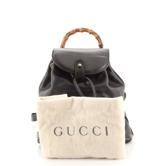 Vintage Bamboo Backpack Leather Mini