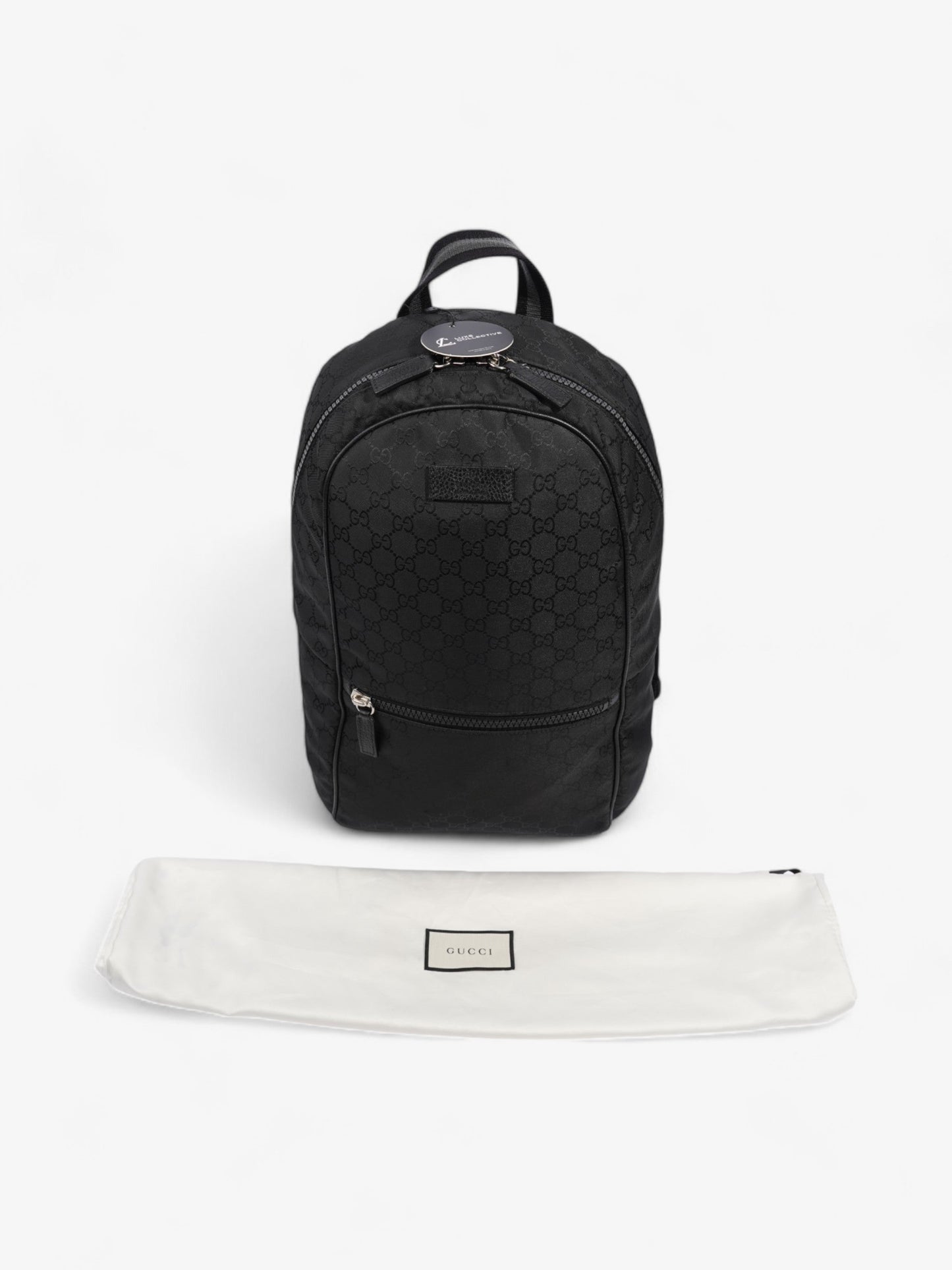 Gucci Double Zip Backpack Black / GG Supreme Nylon