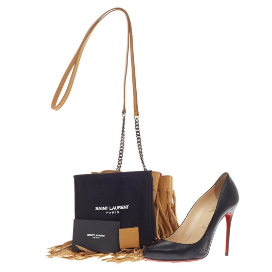 Fringe Monogram Bourse Bucket Bag Leather Mini