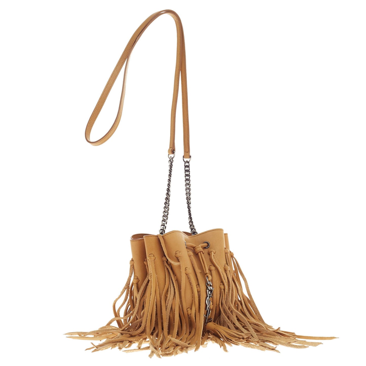 Fringe Monogram Bourse Bucket Bag Leather Mini