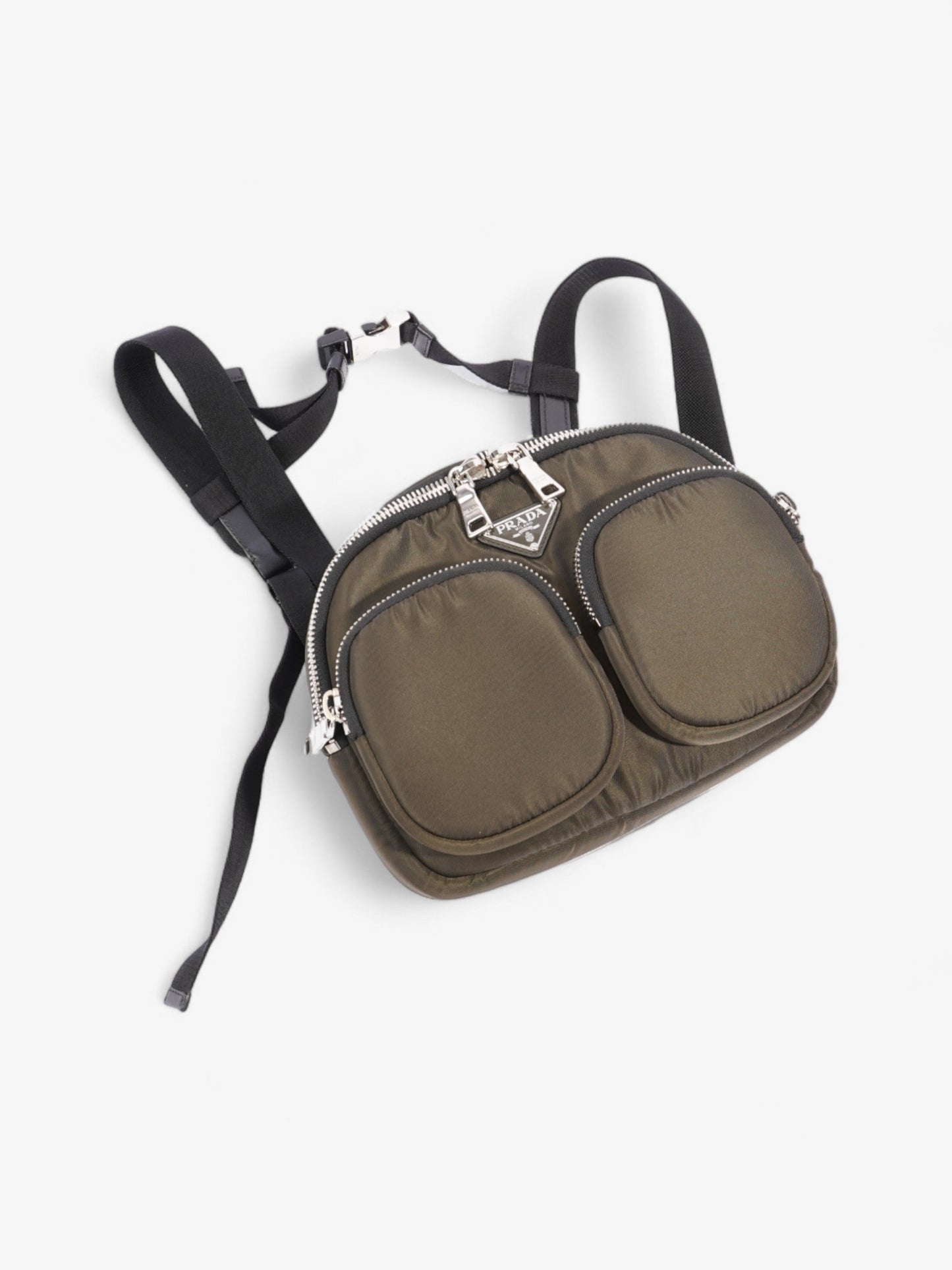 Prada Triangle Backpack Khaki Re Nylon