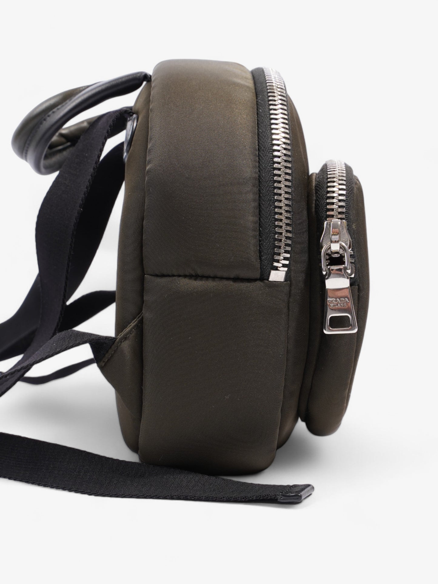 Prada Triangle Backpack Khaki Re Nylon
