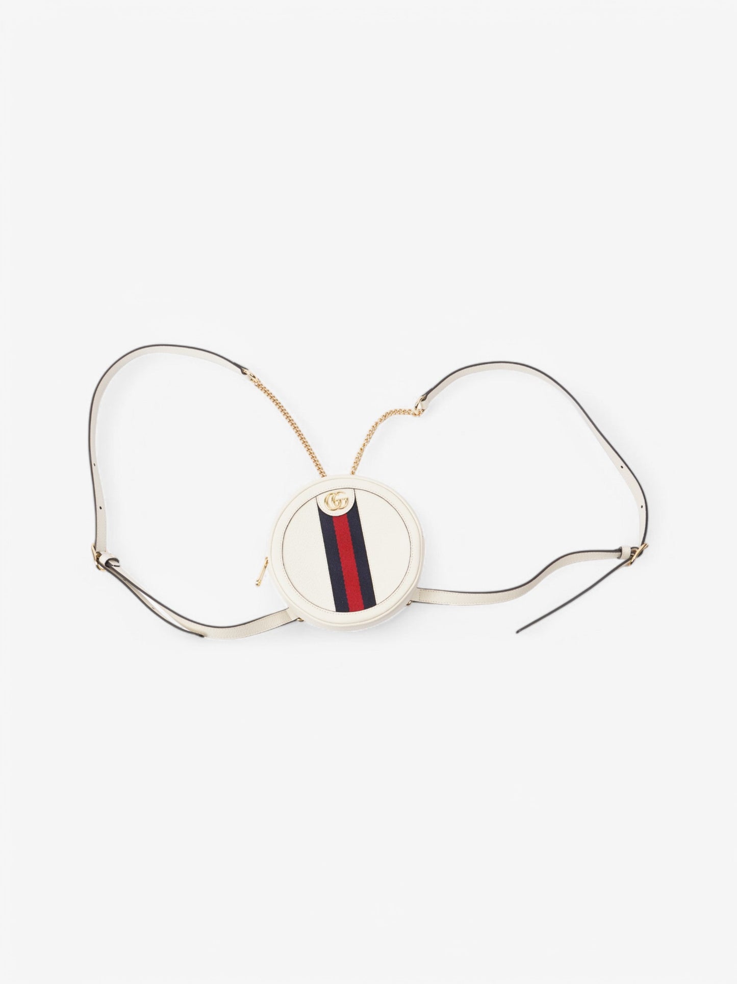 Gucci Ophidia Round Backpack White / Navy / Red Leather Mini