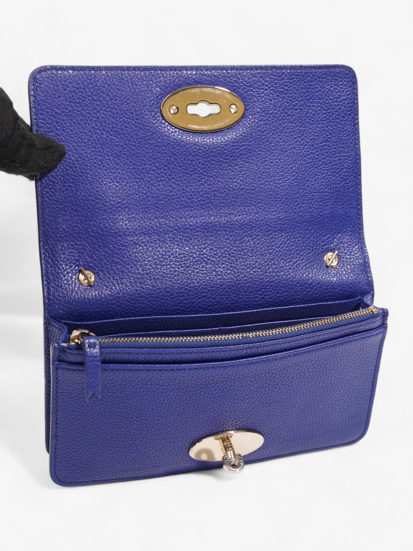 Mulberry Bayswater Clutch Wallet On Chain Blue Leather