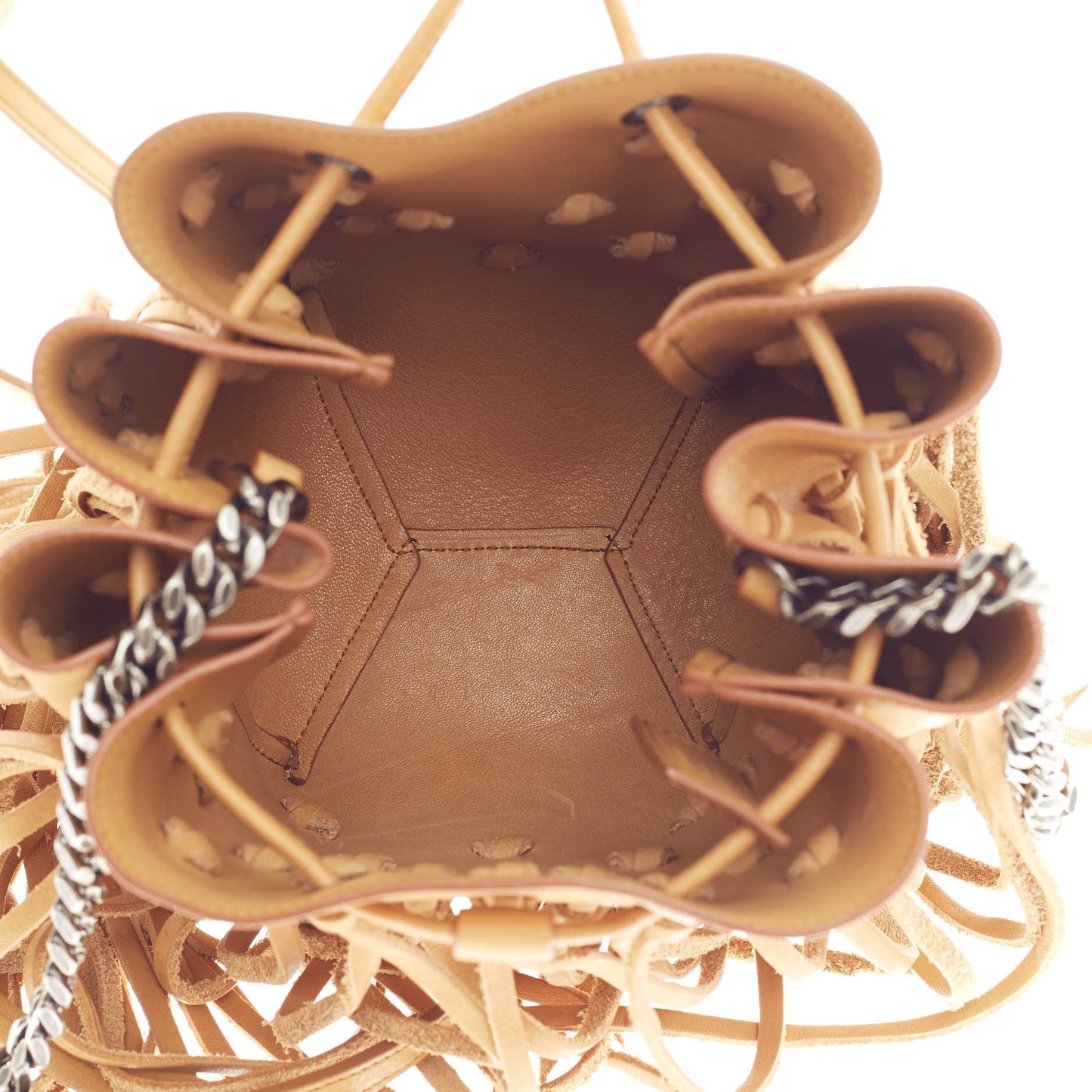 Fringe Monogram Bourse Bucket Bag Leather Mini
