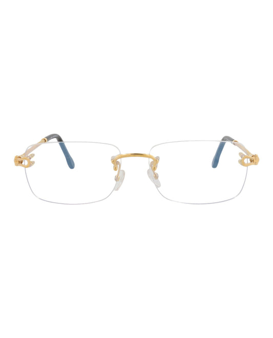 Fred Womens Square/Rectangle Gold Gold Transparent Fashion Designer Eyewear Gold Gold Transparent