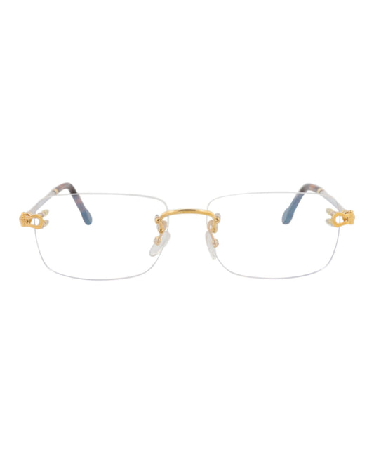 Fred Womens Square/Rectangle Gold Gold Transparent Fashion Designer Eyewear Gold Gold Transparent