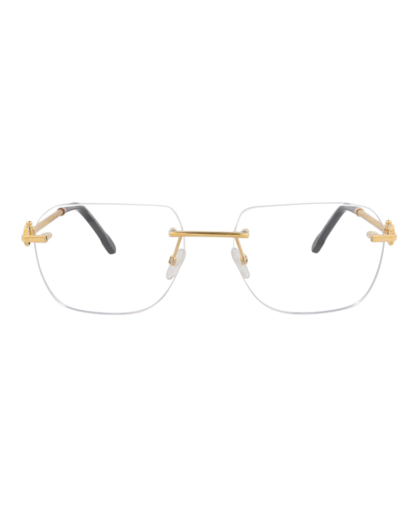 Fred Womens Square/Rectangle Gold Gold Transparent Fashion Designer Eyewear Gold Gold Transparent
