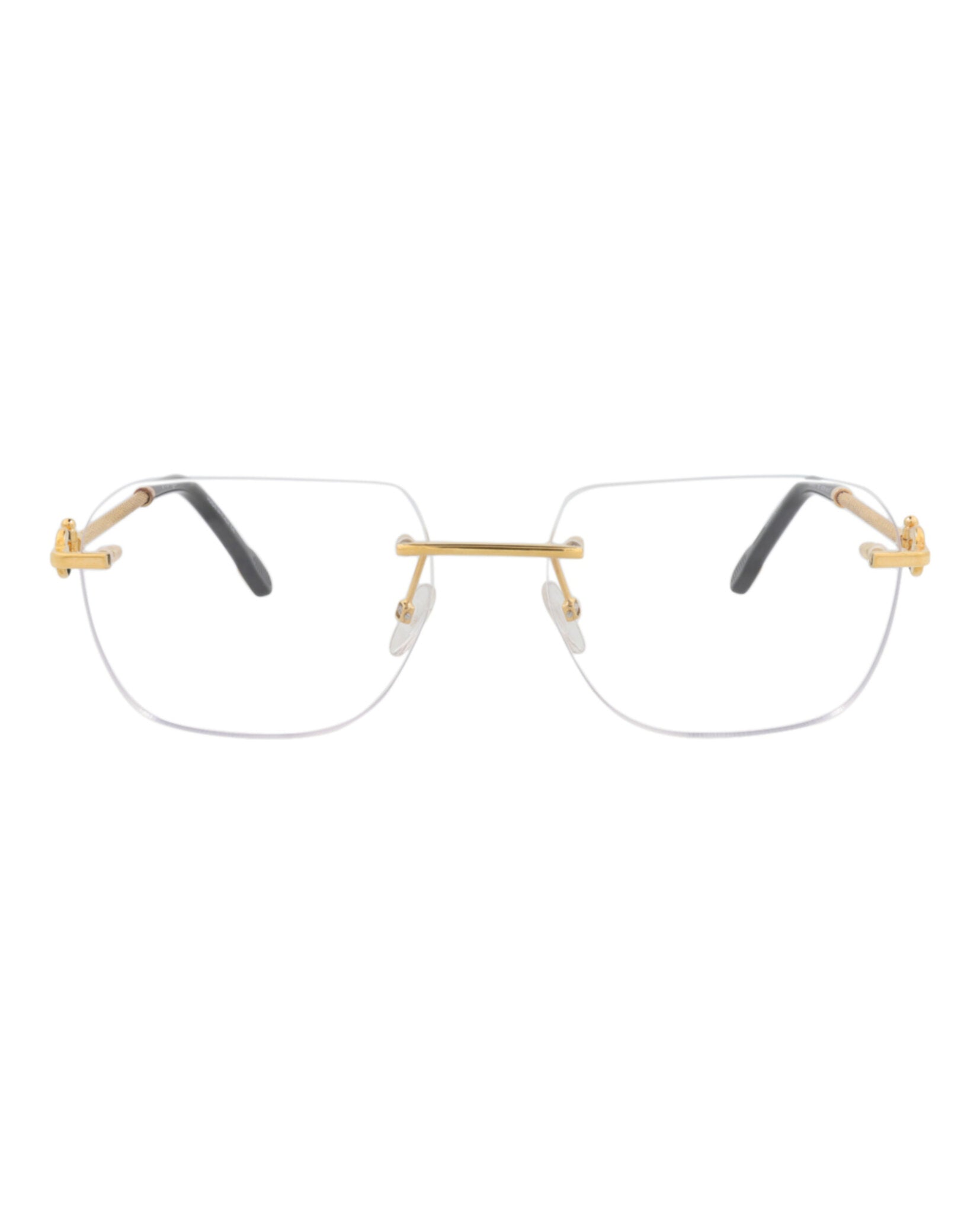 Fred Womens Square/Rectangle Gold Gold Transparent Fashion Designer Eyewear Gold Gold Transparent