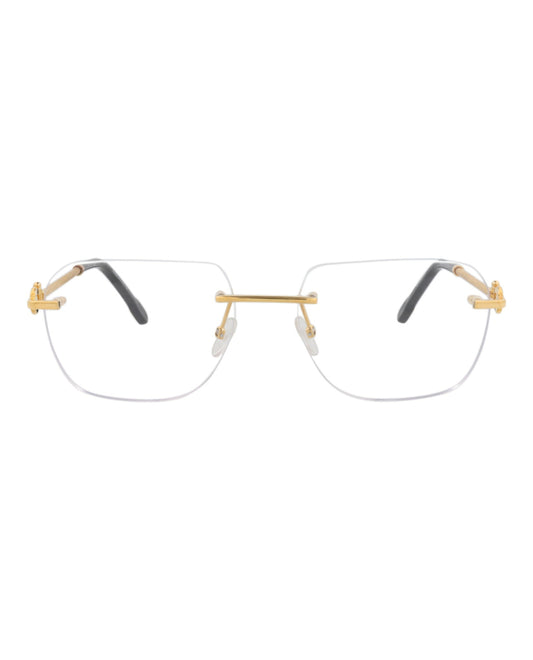 Fred Womens Square/Rectangle Gold Gold Transparent Fashion Designer Eyewear Gold Gold Transparent