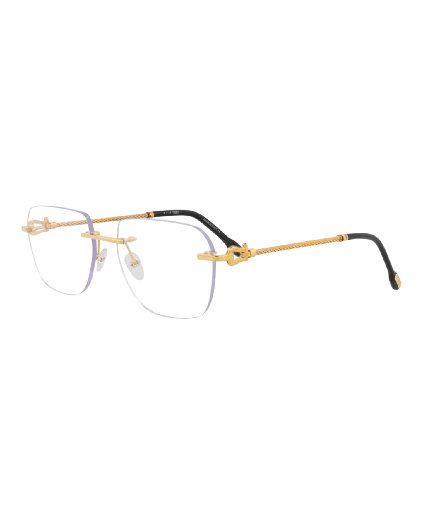 Fred Womens Square/Rectangle Gold Gold Transparent Fashion Designer Eyewear