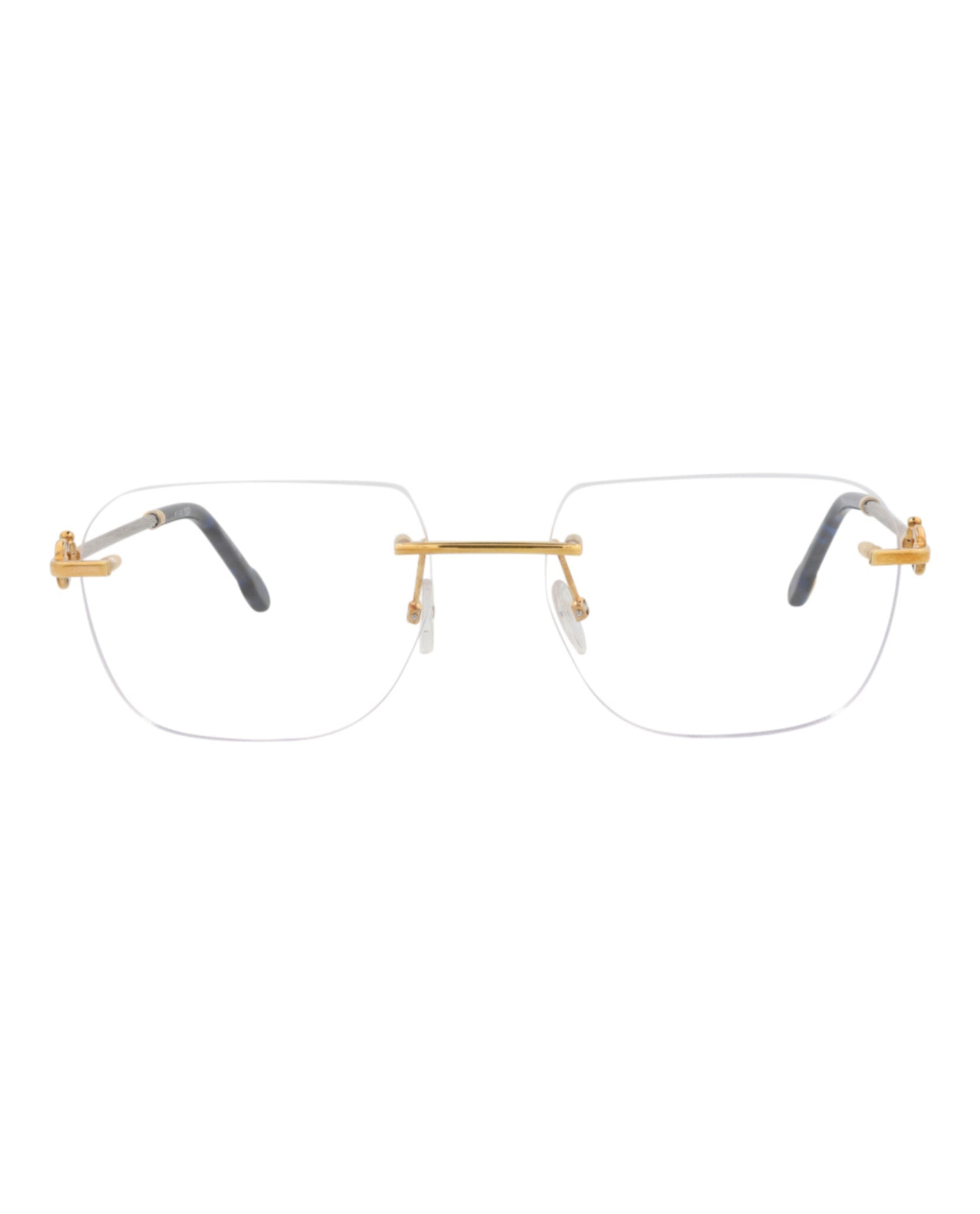 Fred Womens Square/Rectangle Gold Gold Transparent Fashion Designer Eyewear Gold Gold Transparent