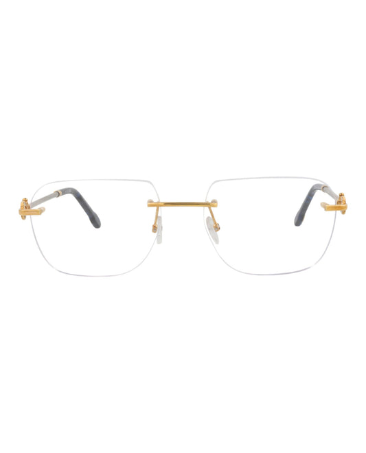 Fred Womens Square/Rectangle Gold Gold Transparent Fashion Designer Eyewear Gold Gold Transparent