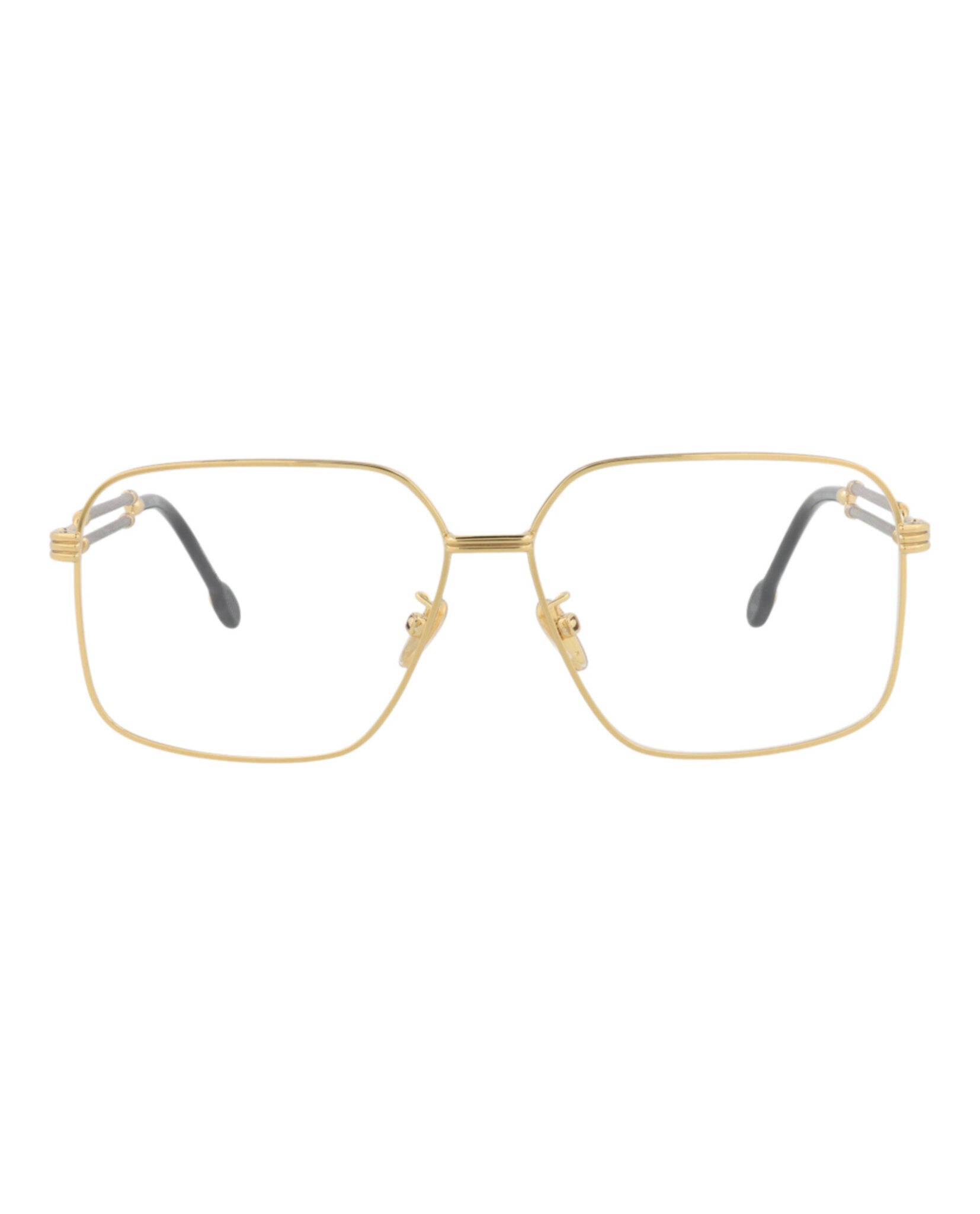 Fred Womens Square/Rectangle Gold Gold Transparent Fashion Designer Eyewear Gold Gold Transparent
