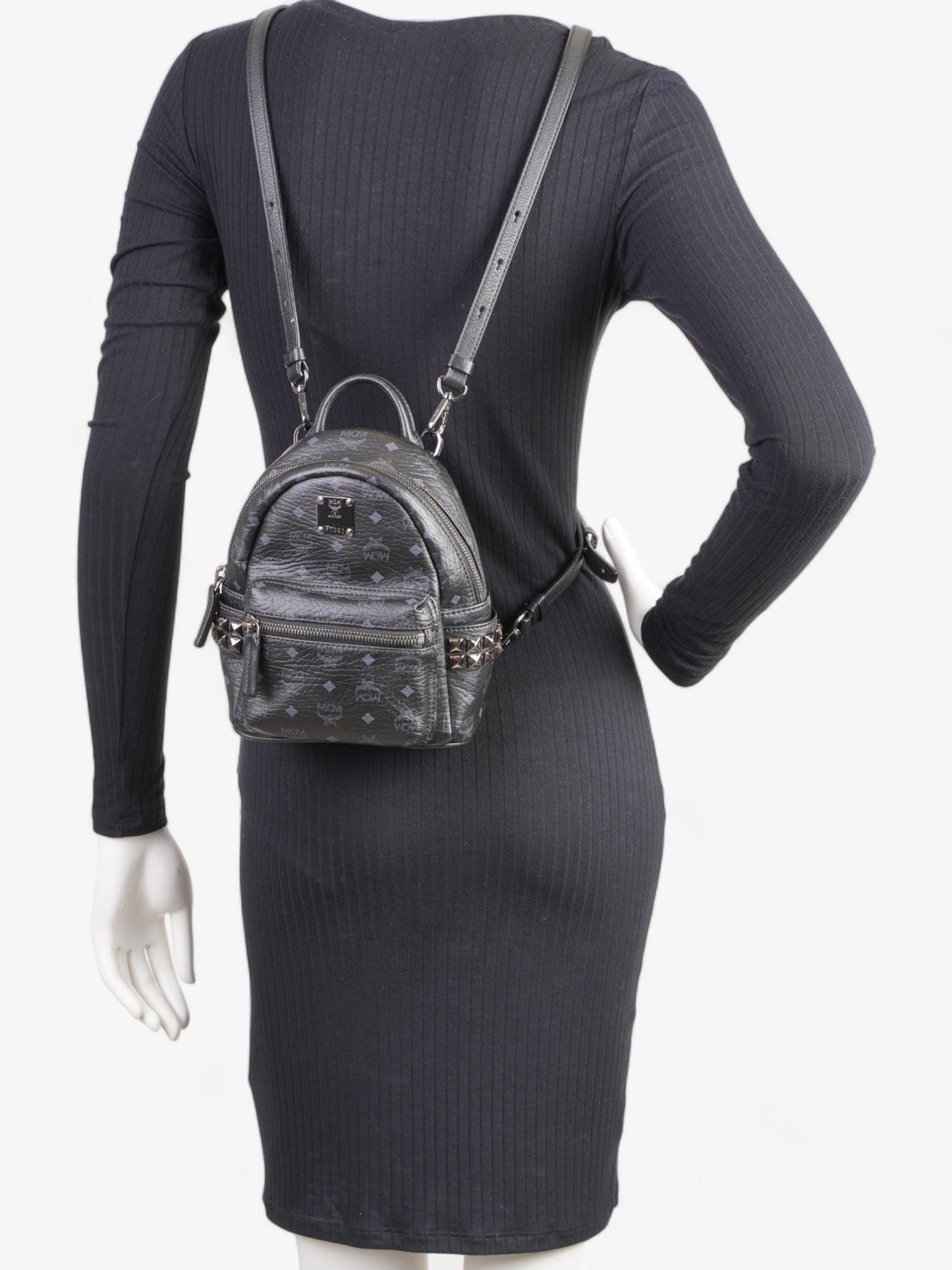 Visetos Studded Mini Backpack Black / Grey Coated Canvas