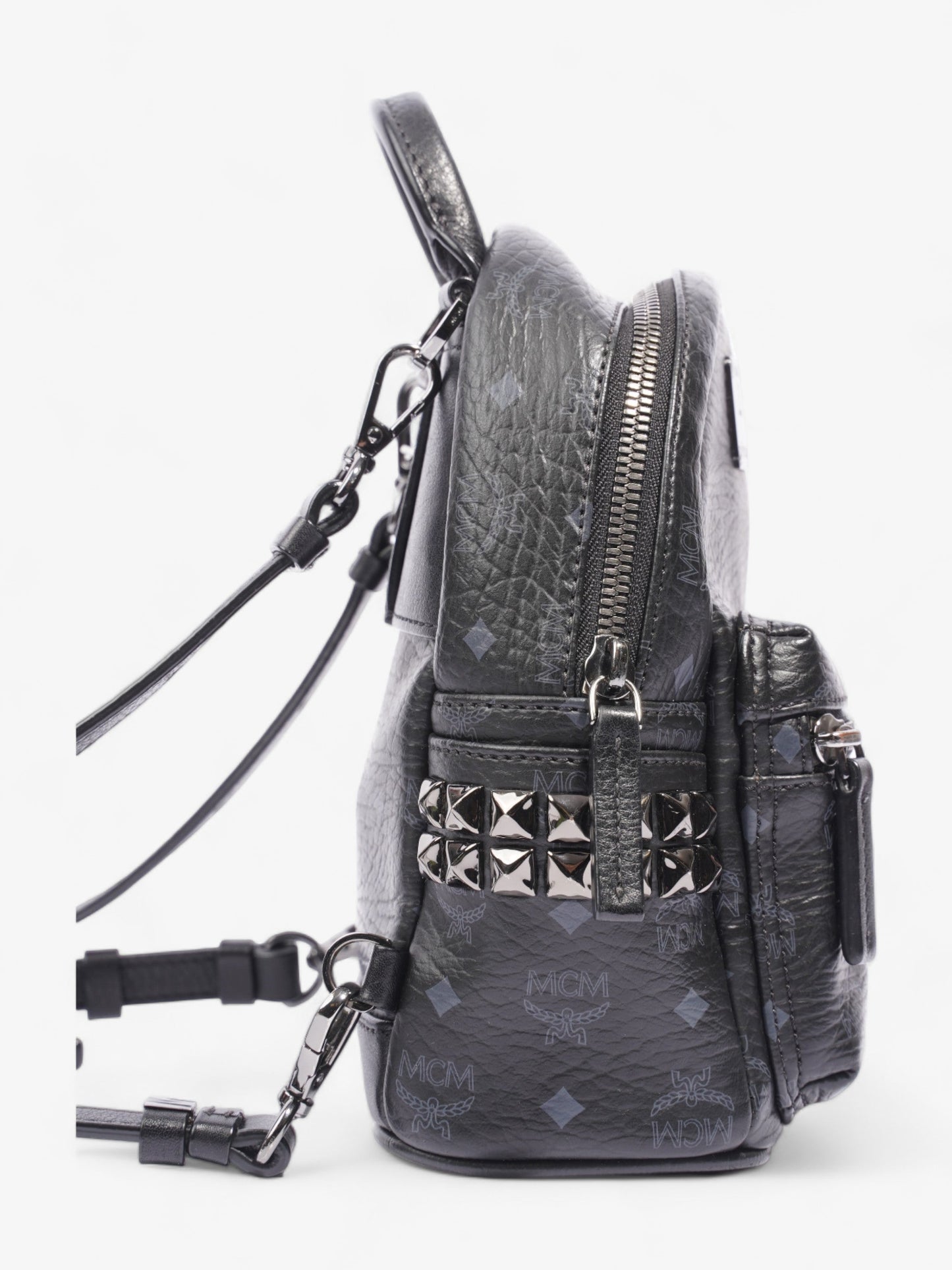 Visetos Studded Mini Backpack Black / Grey Coated Canvas