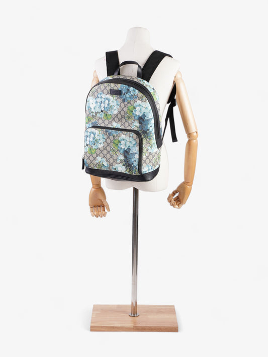Gucci Blooms Backpack Blue Floral GG Supreme Coated Canvas