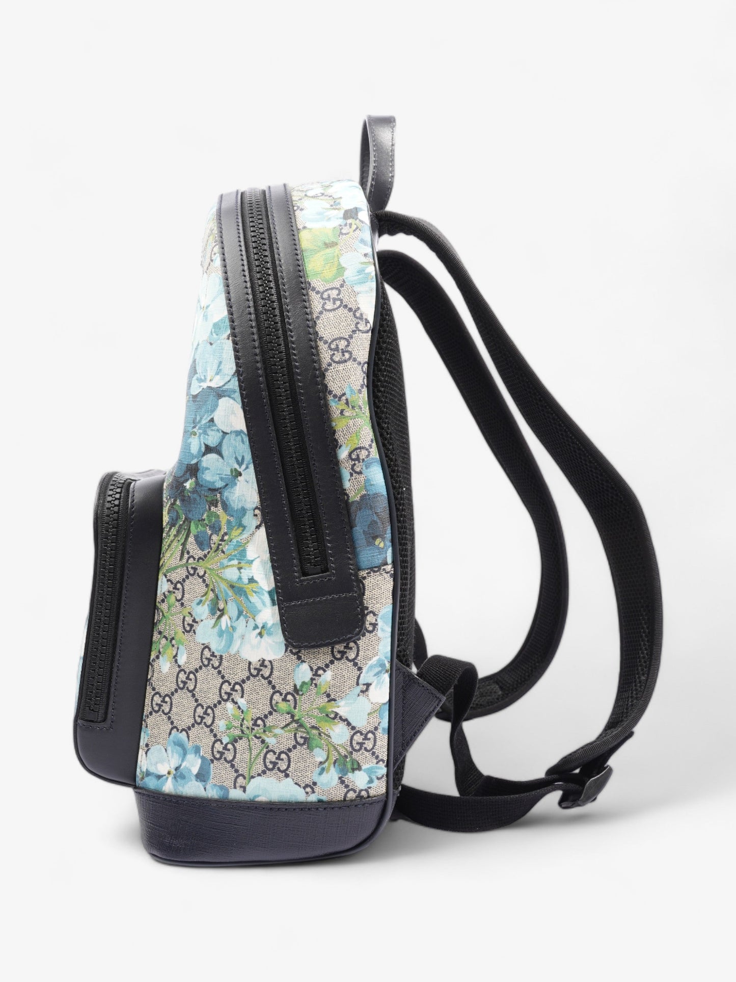 Gucci Blooms Backpack Blue Floral GG Supreme Coated Canvas